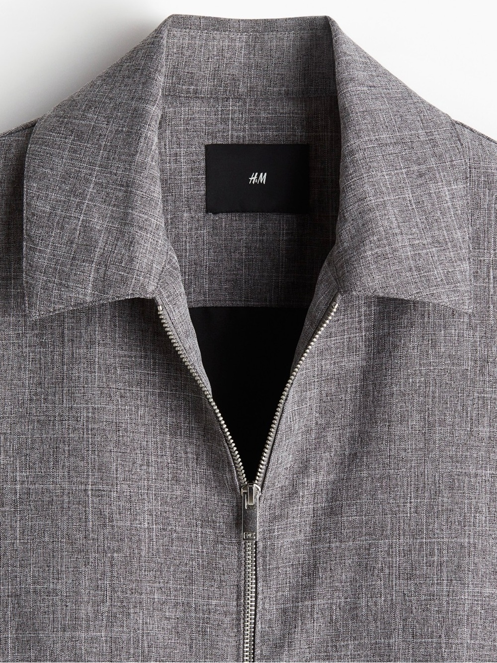 H&M Men's Textured Grey Zip Shirt-Jacket